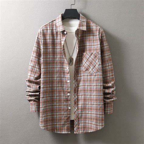 Purcolt Men's Plaid Shirts Long Sleeve Vintage Regular Fit Cotton ...