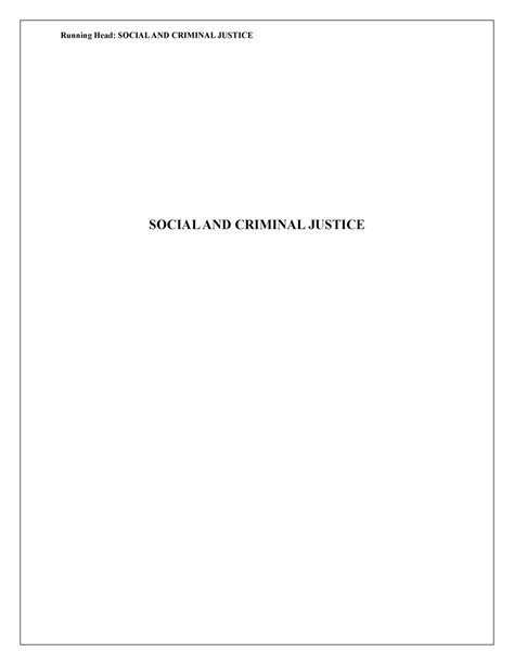 Social and Criminal Justice - Running Head: SOCIAL AND CRIMINAL JUSTICE ...
