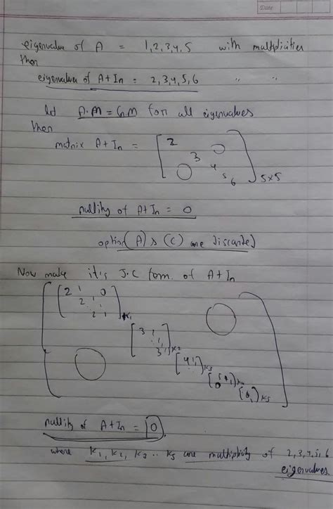 Let a be an n x n matrix. its only eigenvalues are 1,2,3,4,5, possibly ...