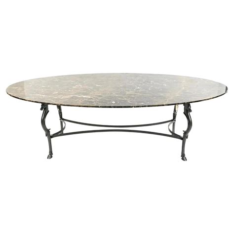 Neoclassical Style Oval Marble Top Dining Table For Sale at 1stDibs