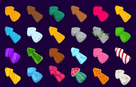 Cartoon flechas brilhantes jogo flechas ativos cartoon cursores e ...