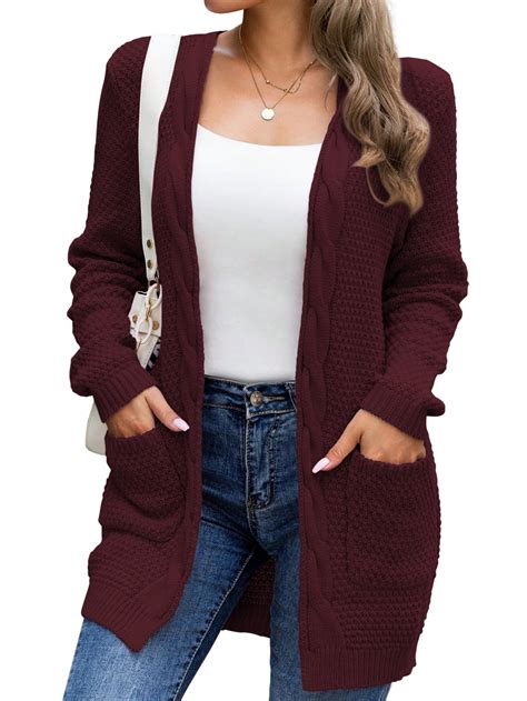 Mengpipi Women's Plus Size Cardigan Sweater Loose Long Sleeve Open ...