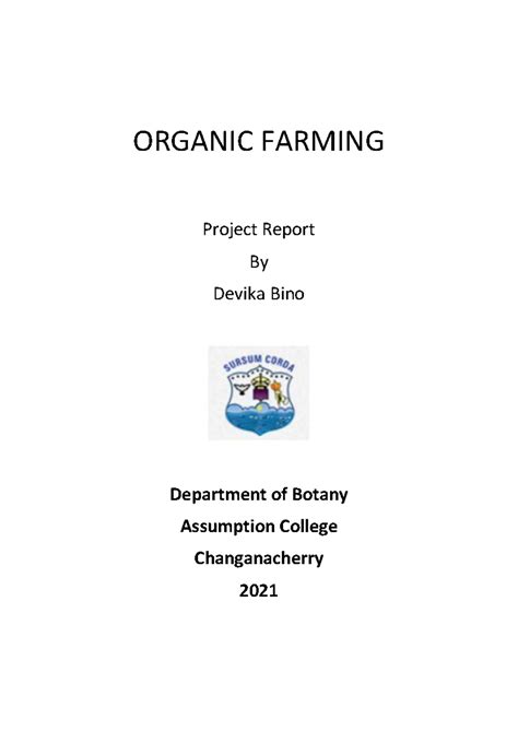 BSc Botany Project Report: Insights into Organic Farming Practices ...