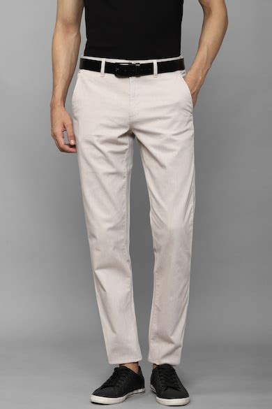 Buy Men Cream Contemporary Fit Solid Flat Front Casual Trousers Online ...