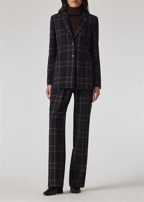 Women's Black Bonded Tartan Trousers