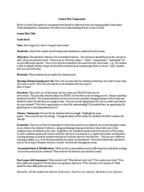 Lesson Plan Components 的图像结果