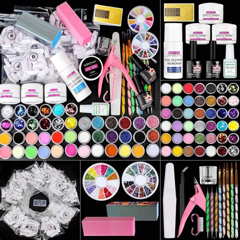 42 in 1 Nail Art Set Acrylic Nail Powder Glitter Brush Nail Art Tools ...