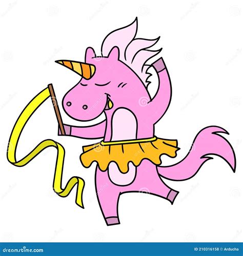 Unicorn Ponies Dance Ballet with Flexible Movements, Doodle Icon Image ...