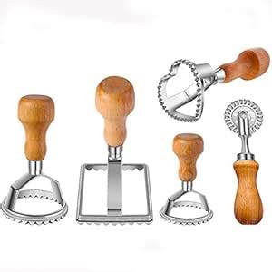 Buy SAPU 5pcs Ravioli Stamp Maker Cutter with Roller Wheel Set, Mold ...