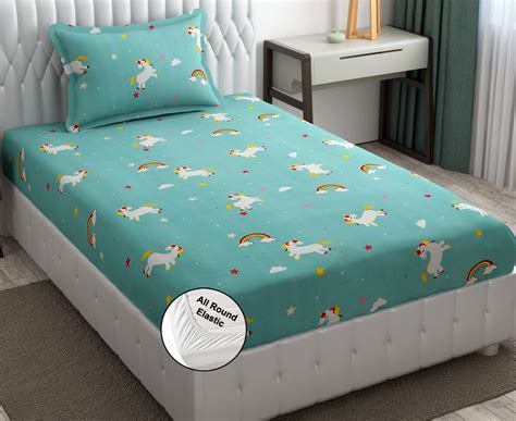 Buy FRESH FROM LOOM Wrinkle Free Glace Cotton Elastic Printed Fitted ...