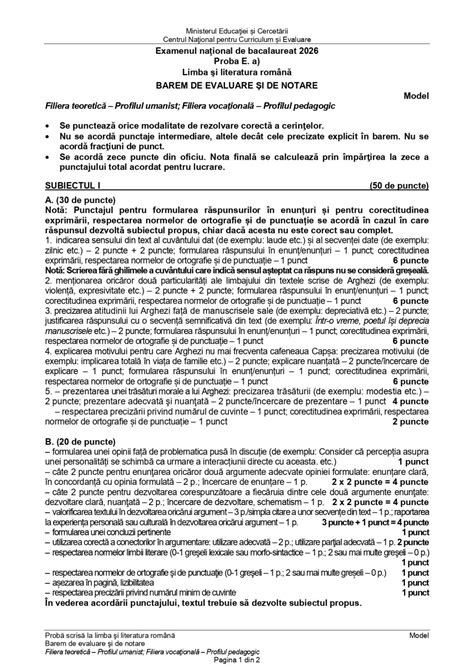Modele de subiecte pentru Bacalaureat 2026, publicate de Ministerul ...
