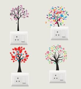 Decor Kafe 12 cm Beautiful Trees Switch Board Sticker Size- 12 cm x 11 ...