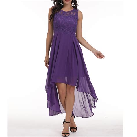 Casual Purple Lace Dress