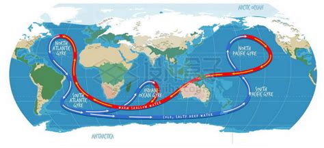 全球性洋流暖流寒流示意图世界地图3096662矢量图片免抠素材免费下载 - 设计盒子