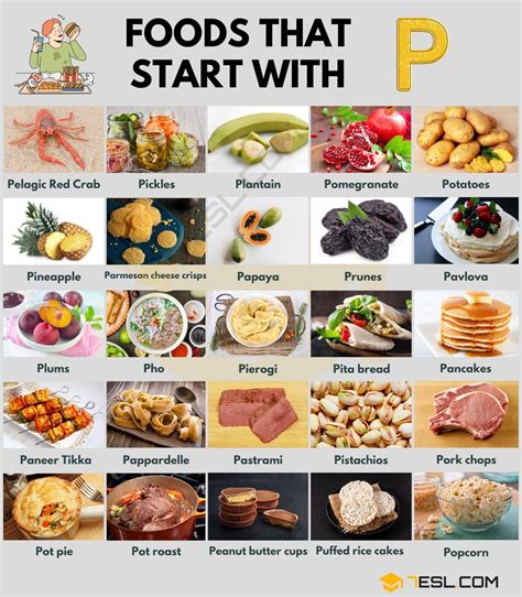 70 Foods that Start with P in English • 7ESL