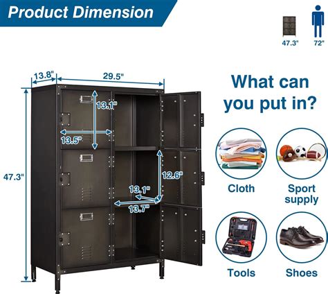 Buy PEUKC Metal Locker Storage Cabinet, 47.3 Steel Retro Cabinets with ...