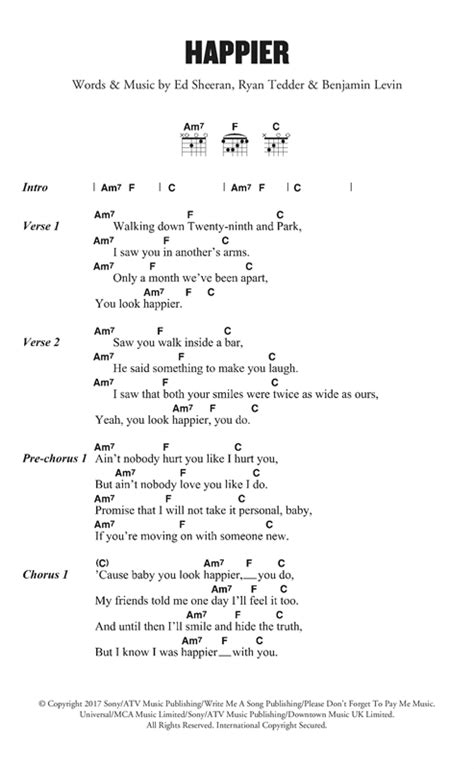 Ed Sheeran "Happier" Sheet Music PDF Notes, Chords | Pop Score Guitar ...