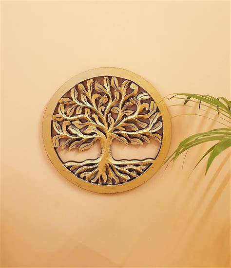 HOMESUTRAA Wall Art Sculptures Tree of Life Wooden Wall Panel for Decor ...