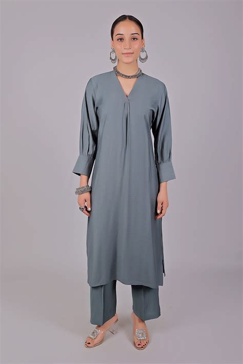 Grey Kurti & Trouser Pajama Set for Women