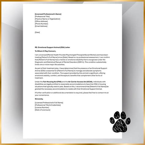 Emotional Support Animal Letter, ESA Housing & Travel Accommodation ...