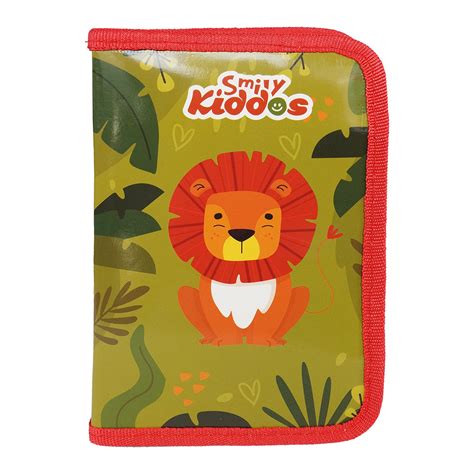 Smily Kiddos Jungle Lion Stationery Case – 3-Fold Pencil Case for Kids