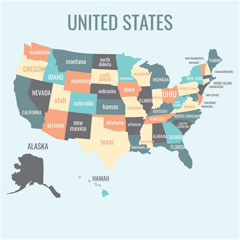 Us Map Names 的图像结果