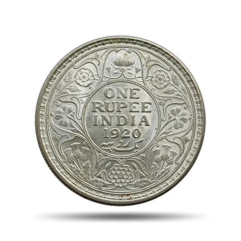 One Rupee George V King Emperor 1920 Silver Coin, British India Uniform ...