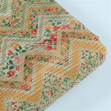 Green Color Georgette Foil Print