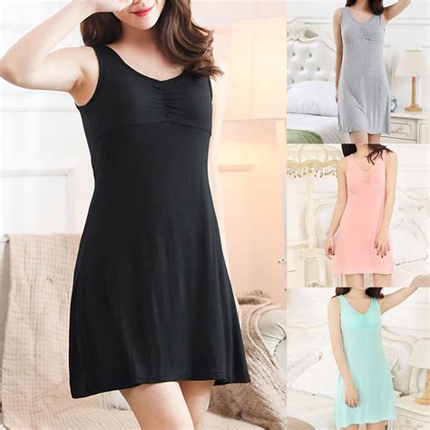 CFLVAEK Plus Size Women Nightgowns with Built in Bra Comfy V Neck Tank ...