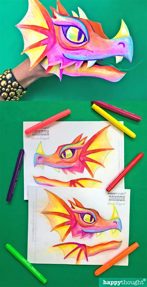 Dragon Hand Puppet Template - Educational Printable Activities