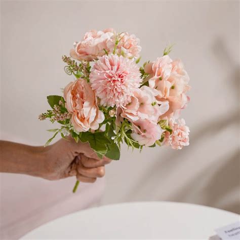 Artificial Flower Bunch Peony Light Pink Online - Premium Artificial ...