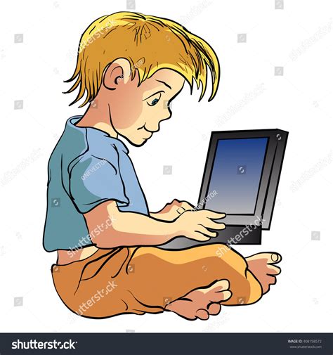 Boy Using Computer Cartoon 的图像结果