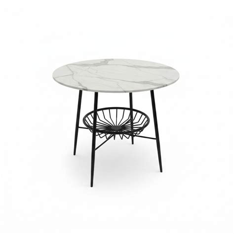 Marble Top Side Table with Storage Shelf | RSE Furnitures