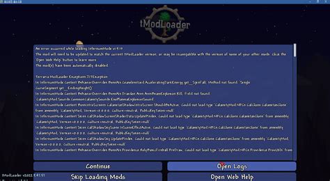 Error when trying to load Infernum Calamity Mod | Terraria Community Forums