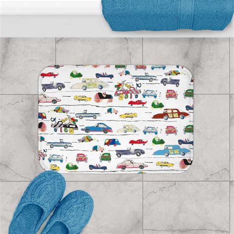 Fun & Comfortable Kids Bath Mat with Crazy Cars Design – Available in 2 ...
