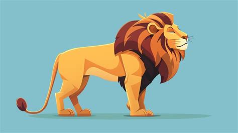 Cartoon lion flat design side view lion theme cartoon drawing colored ...