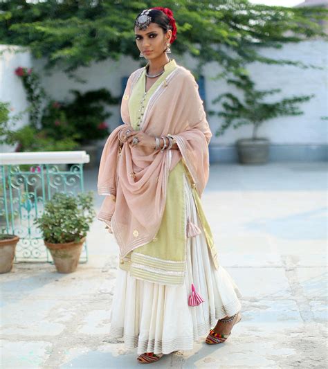 PARADISE GREEN & IVORY GHAGRA SET - Khara Kapas