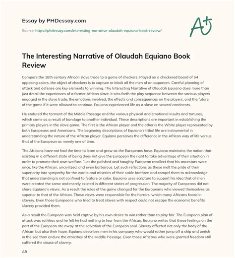 The Interesting Narrative of Olaudah Equiano Book Review - PHDessay.com