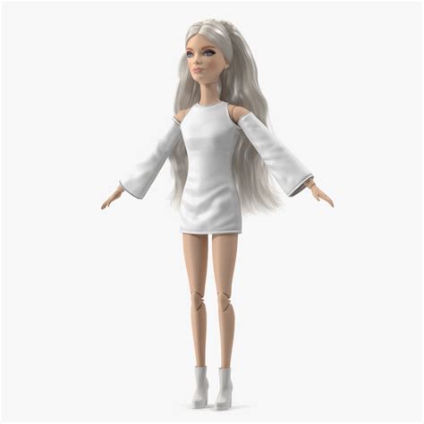 Barbie Doll White Dress T-pose 3D Model $79 - .3ds .blend .c4d .fbx ...