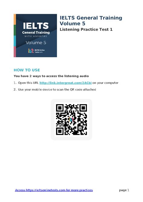 IELTS General Training Volume 5 Listening Practice Test 1 (v9) - Studocu