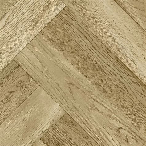 Brown Wood Effect Herringbone Vinyl Flooring For LivingRoom, Kitchen, 2 ...
