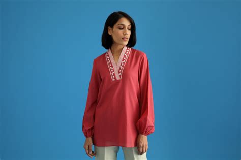 Shop Kaziranga Bird Embroidery Blouse | latest tops by Ancestry