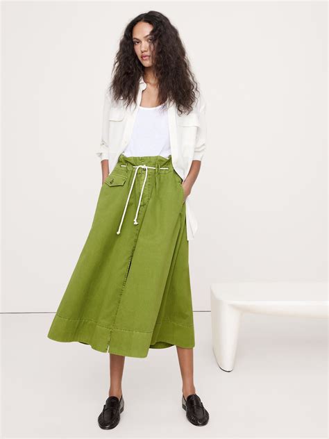 Cotton Poplin Maxi Skirt with Rope Tie | Banana Republic