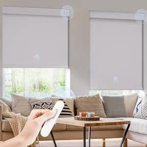 MANSNIX Motorized Blinds with Remote,Solar Panel Rechargeable Roller ...