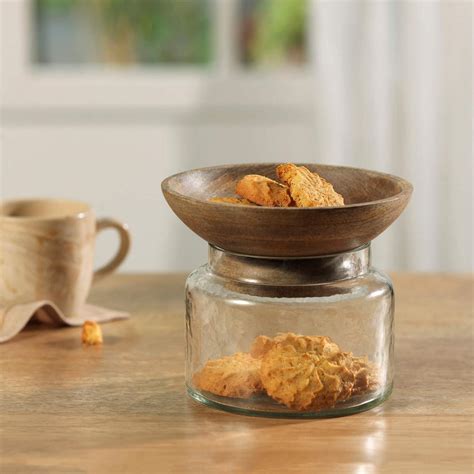 Twain Glass Jar with Wooden Bowl (Large) - Ellementry – ellementry