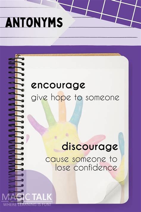 ANTONYMS: Encourage - Discourage | Antonyms, Encouragement, Words