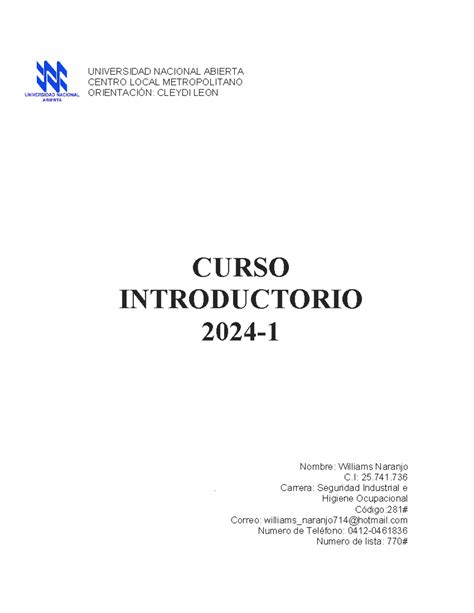 Universidad Nacional Abierta ( Portafolio) - CURSO INTRODUCTORIO 2024 ...