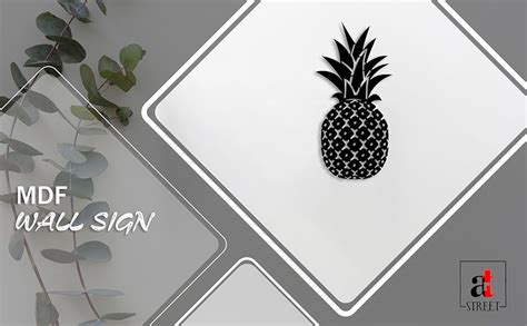 Art Street Pineapple MDF Plaque Painted Cutout Ready To Hang Home Décor ...