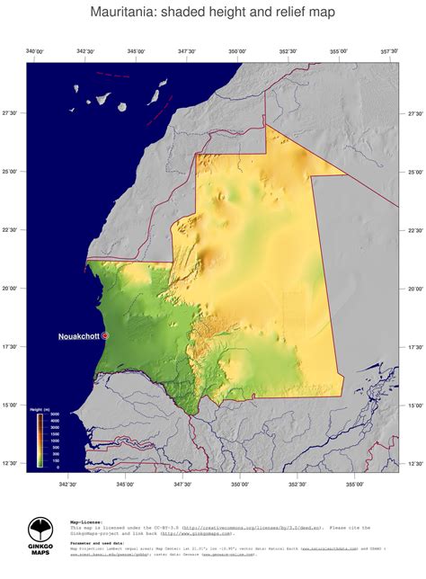 Map Mauritania; GinkgoMaps continent: Africa; region: Mauritania