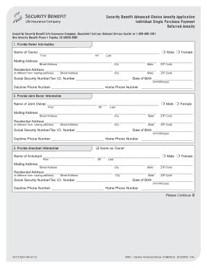 Fillable Online Security Benefit Advanced Choice Annuity Application ...